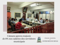 Câmara aprova reajuste de 8% nos salários dos servidores municipais proposto pelo Executivo