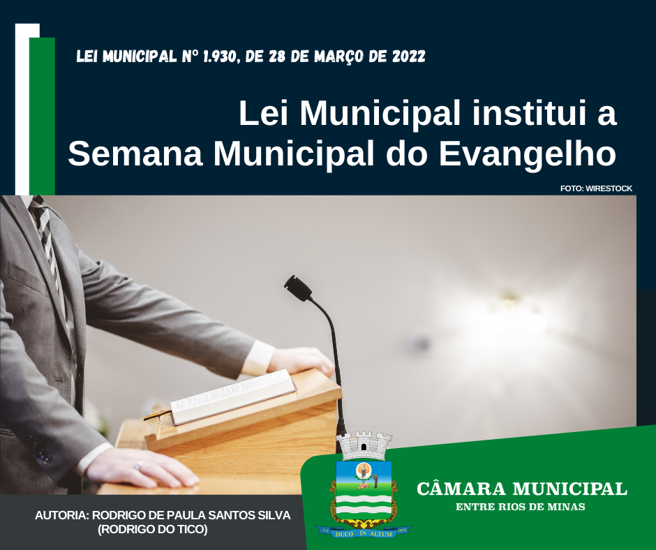 Lei institui a Semana Municipal do Evangelho