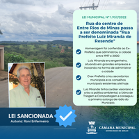 Rua do Centro passa a ser denominada “Rua Prefeito Luiz Miranda de Resende”